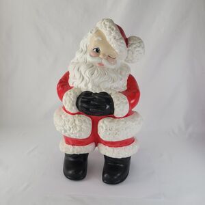 Vintage Atlantic Mold Winking Santa Claus Ceramic Christmas Decor 70s Retro 14”